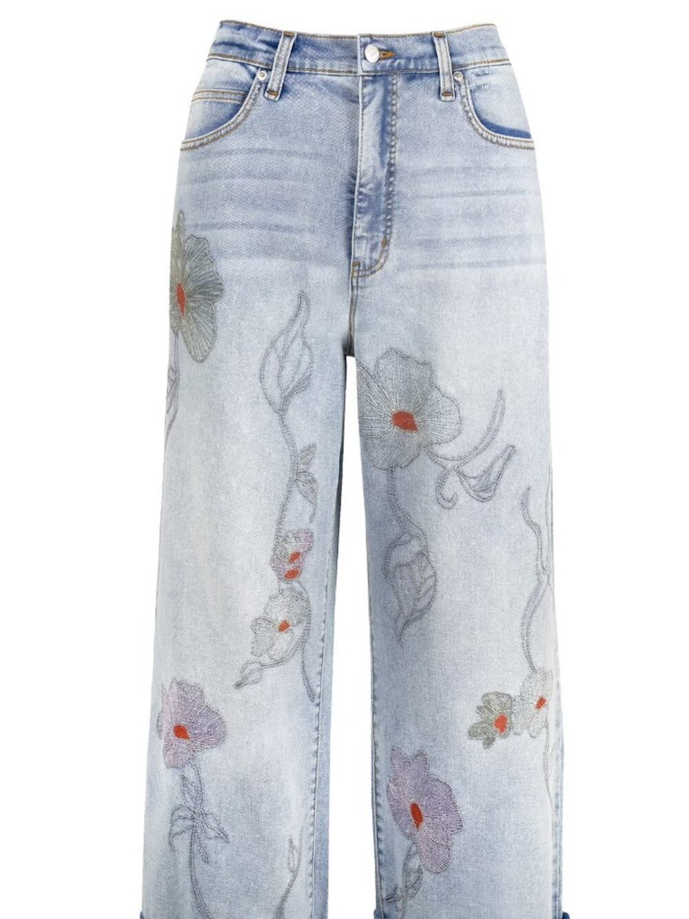 SZ 6, Excellent Condition, Zinnia Embroidered Boyfriend Denim Jeans